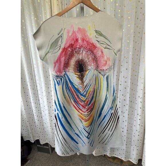 ANIMAPOP Artsy Graphic Floral Watercolor A Line Reversible Double Design Dress S - Picture 8 of 8